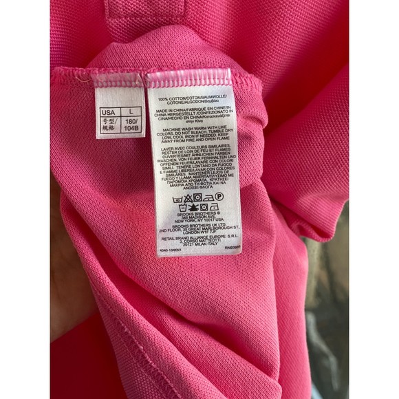 Brooks Bros Bubblegum Pink SS Cotton Polo Embroidered Logo Slim Fit Size L - Picture 7 of 10